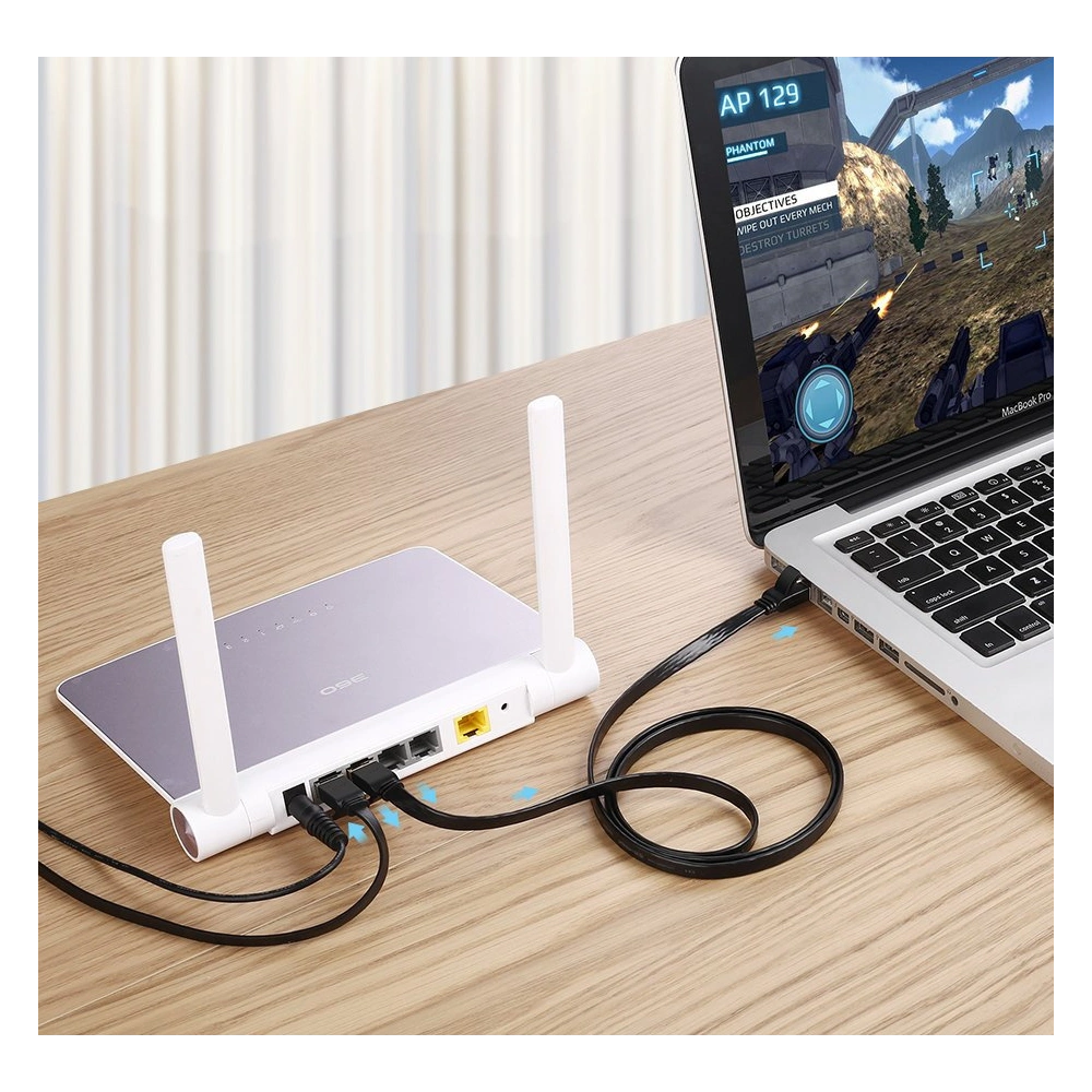 Hurtownia GSM - Flaches Netzwerkkabel UGREEN Ethernet RJ45 Cat.7 STP LAN 10Gbps 3m schwarz - UGR1749 - {ean13} - Hurt