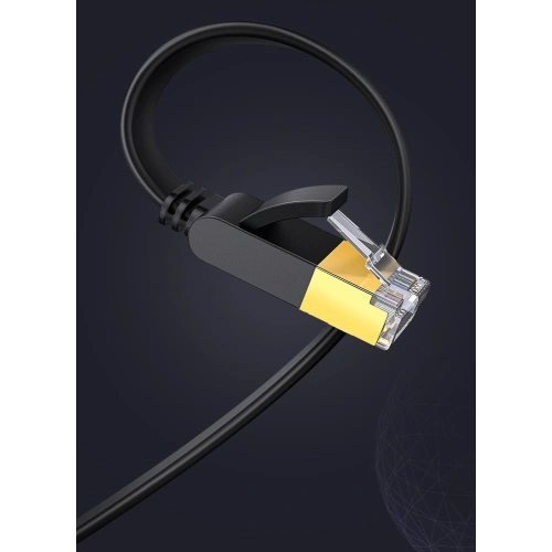 Płaski kabel sieciowy UGREEN Ethernet RJ45 Cat.7 STP LAN 10Gbps 3m czarny