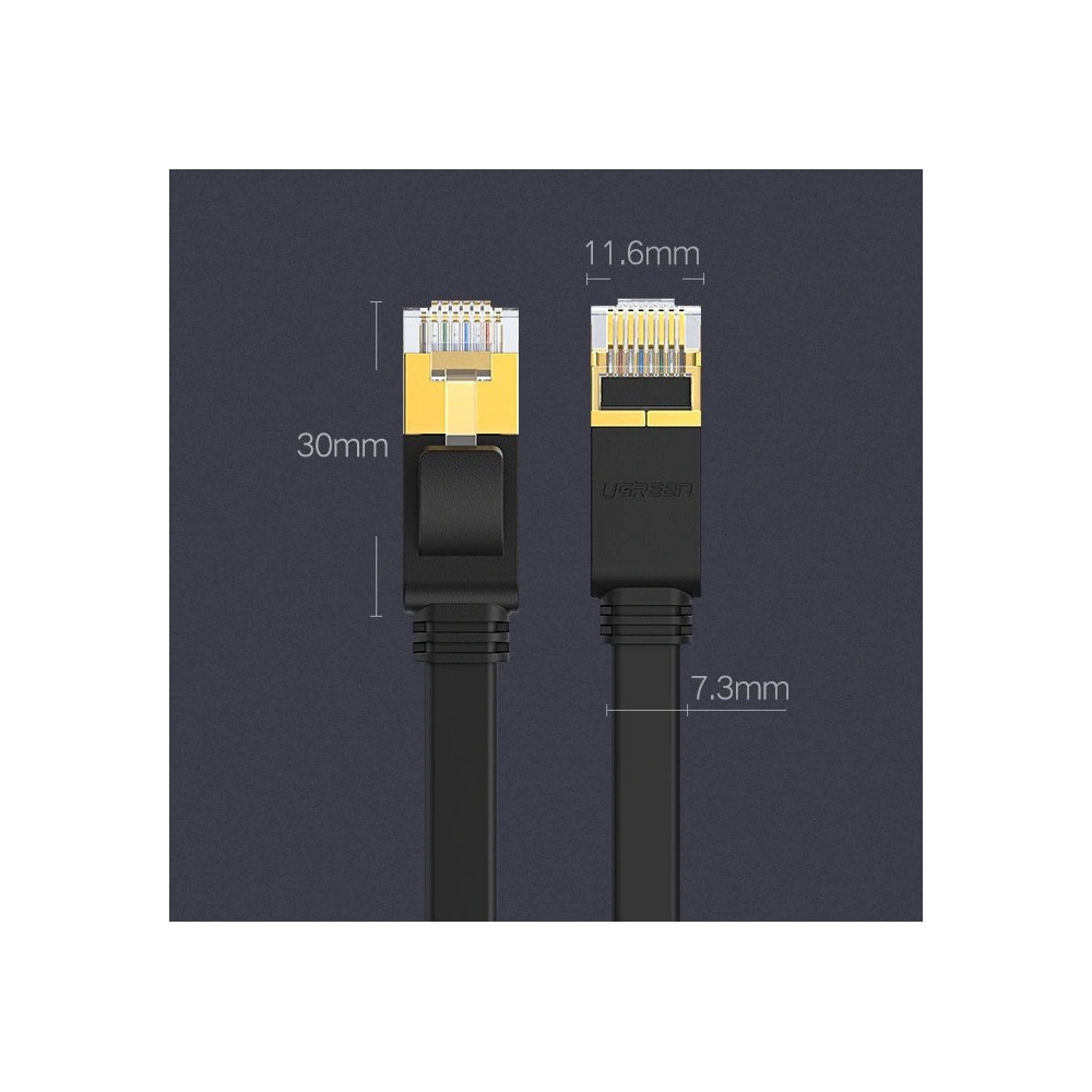 Hurtownia GSM - Flaches Netzwerkkabel UGREEN Ethernet RJ45 Cat.7 STP LAN 10Gbps 3m schwarz - UGR1749 - {ean13} - Hurt