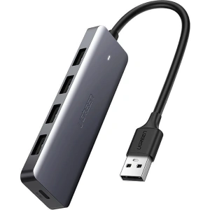 Hurtownia GSM - Adaptér UGREEN HUB USB-A / 4xUSB-A 3.2Gen1 s dalším napájecím portem micro USB šedý - UGR1750 - {ean13} - Hurt