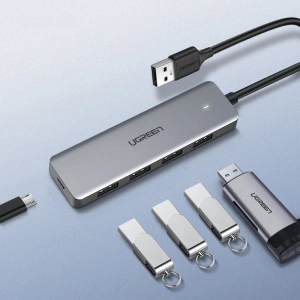 Hurtownia GSM - Adaptér UGREEN HUB USB-A / 4xUSB-A 3.2Gen1 s dalším napájecím portem micro USB šedý - UGR1750 - {ean13} - Hurt