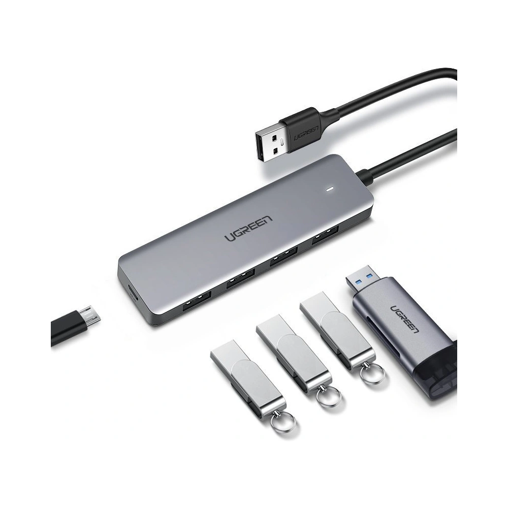 Hurtownia GSM - Adaptér UGREEN HUB USB-A / 4xUSB-A 3.2Gen1 s dalším napájecím portem micro USB šedý - UGR1750 - {ean13} - Hurt