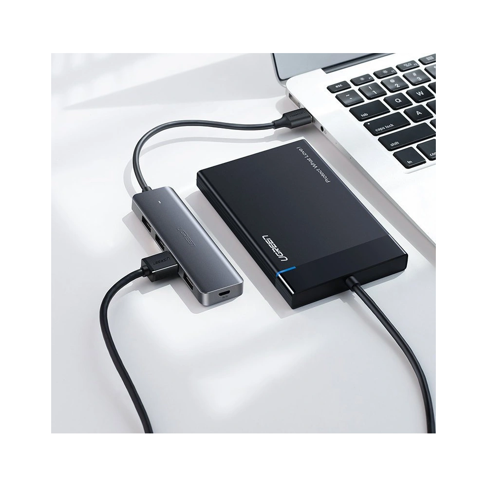 Hurtownia GSM - Adaptér UGREEN HUB USB-A / 4xUSB-A 3.2Gen1 s dalším napájecím portem micro USB šedý - UGR1750 - {ean13} - Hurt