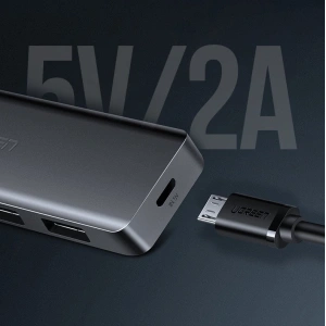 Hurtownia GSM - Adapter UGREEN HUB USB-A / 4xUSB-A 3.2Gen1 z dodatkowym portem zasilania micro USB szary - UGR1750 - {ean13} - Hurt