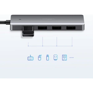 Hurtownia GSM - Adapter UGREEN HUB USB-A / 4xUSB-A 3.2Gen1 z dodatkowym portem zasilania micro USB szary - UGR1750 - {ean13} - Hurt