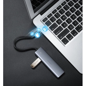 Hurtownia GSM - Adapter UGREEN HUB USB-A / 4xUSB-A 3.2Gen1 z dodatkowym portem zasilania micro USB szary - UGR1750 - {ean13} - Hurt