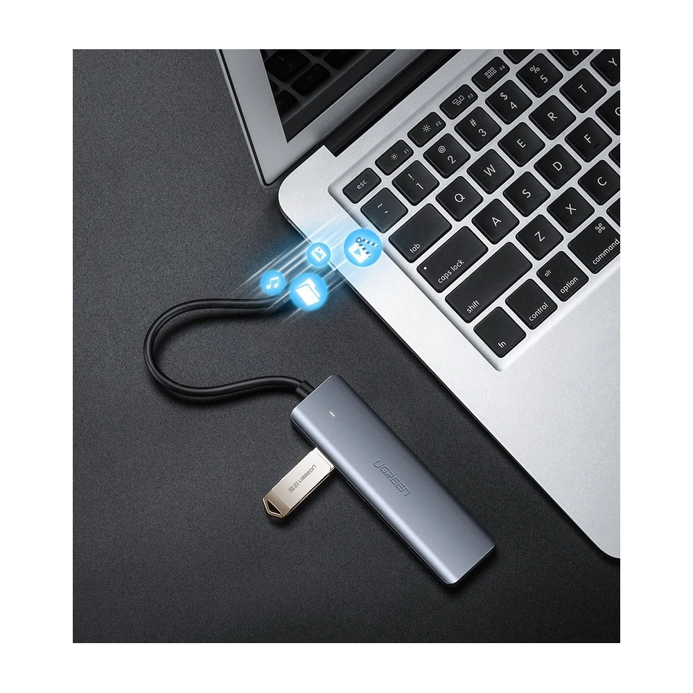 Hurtownia GSM - Adaptér UGREEN HUB USB-A / 4xUSB-A 3.2Gen1 s dalším napájecím portem micro USB šedý - UGR1750 - {ean13} - Hurt
