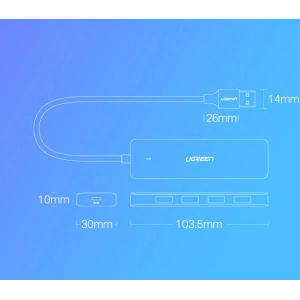 UGREEN HUB USB-A Adapter / 4xUSB-A 3.2Gen1 mit zusätzlichem micro USB Stromanschluss grau