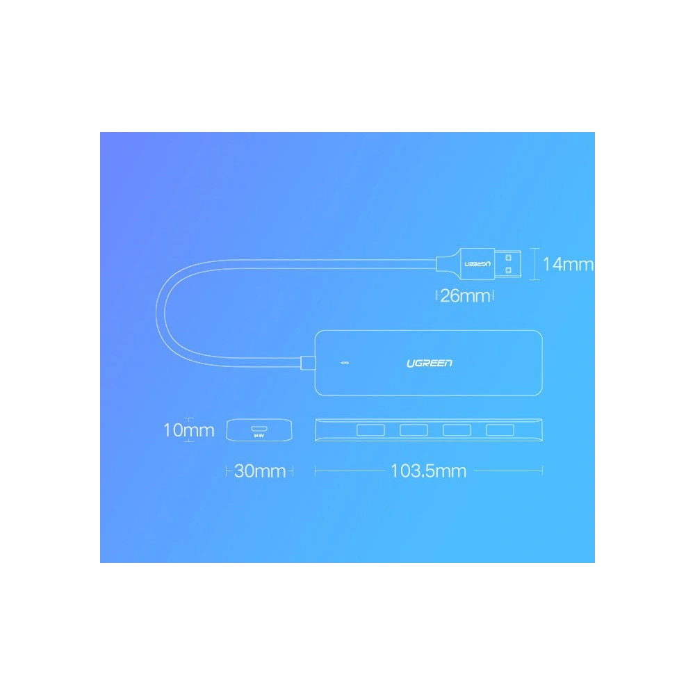 Hurtownia GSM - Adaptér UGREEN HUB USB-A / 4xUSB-A 3.2Gen1 s dalším napájecím portem micro USB šedý - UGR1750 - {ean13} - Hurt