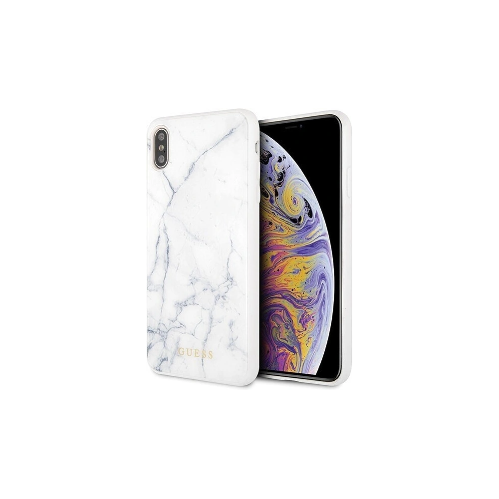 Hurtownia GSM - Etui Guess GUHCI65HYMAWH Apple iPhone XS Max bílý/mramorová bílá - GUE078WHT - {ean13} - Hurt
