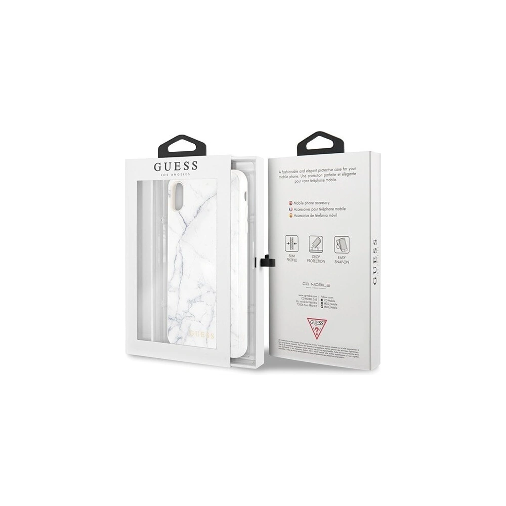 Hurtownia GSM - Etui Guess GUHCI65HYMAWH Apple iPhone XS Max bílý/mramorová bílá - GUE078WHT - {ean13} - Hurt