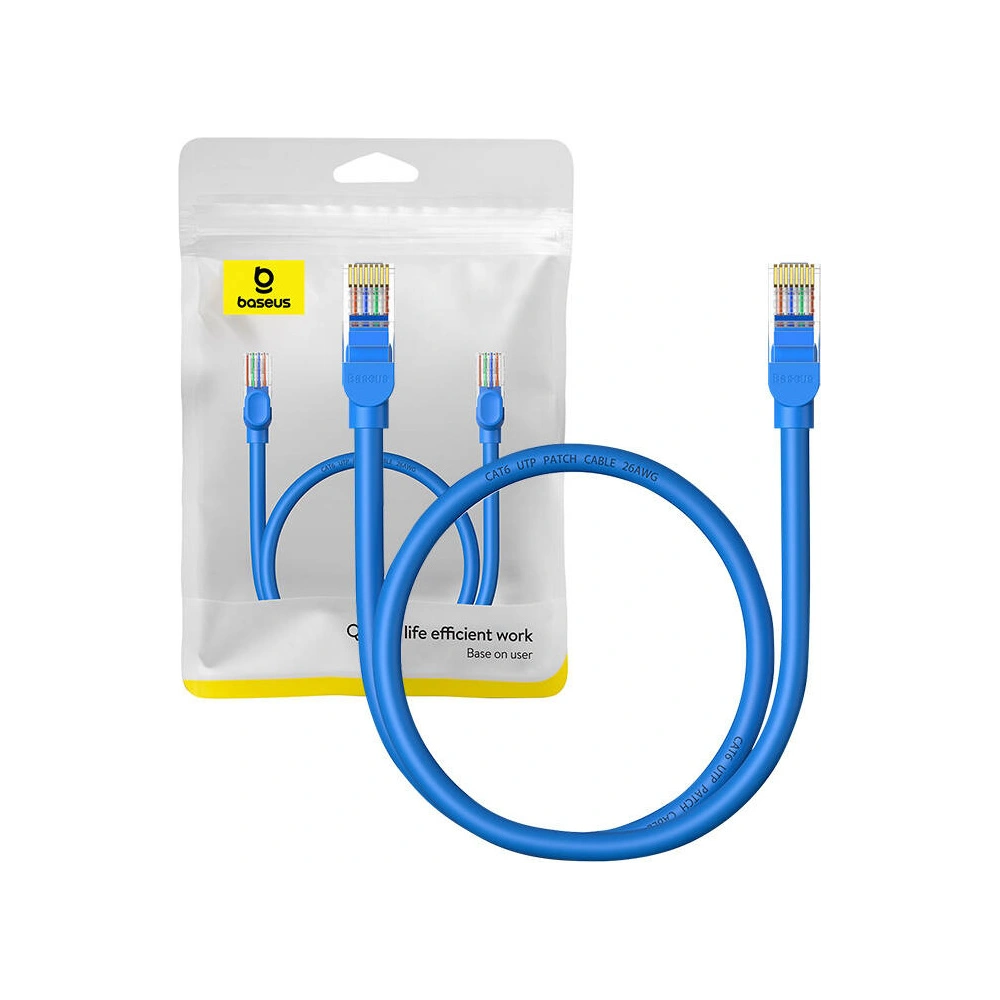 Hurtownia GSM - Kabel síťový Baseus Ethernet RJ45 Cat.6 1000Mbps 0,5m (modrý) - BSU4711 - {ean13} - Hurt