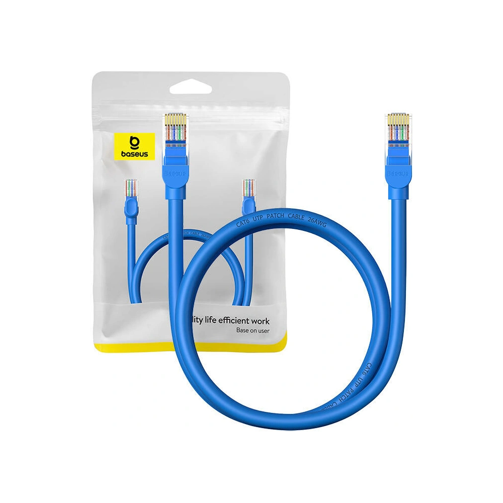 Hurtownia GSM - Hálózati kábel Baseus Ethernet RJ45 Cat.6 1000Mbps 1m (kék) - BSU4712 - {ean13} - Hurt