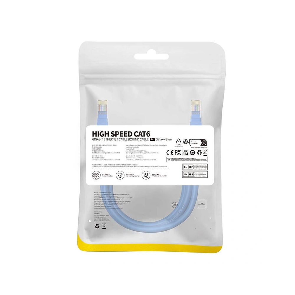 Hurtownia GSM - Cablul de rețea Baseus Ethernet RJ45 Cat.6 1000Mbps 2m (albastru) - BSU4713 - {ean13} - Hurt