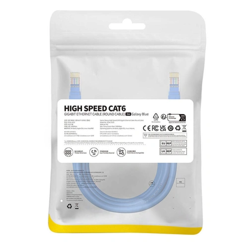 Kabel sieciowy Baseus Ethernet RJ45 Cat.6 1000Mbps 3m (niebieski)