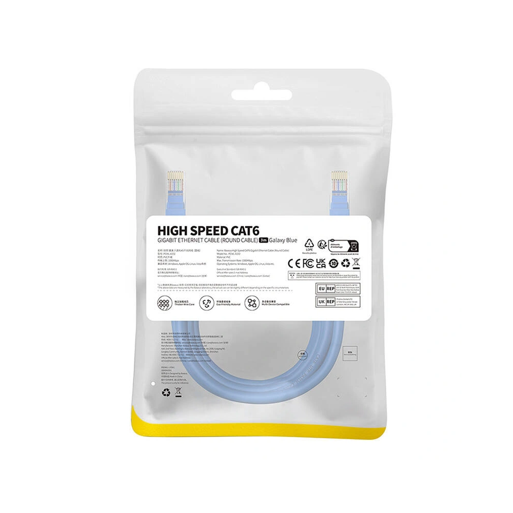 Hurtownia GSM - Cablul de rețea Baseus Ethernet RJ45 Cat.6 1000Mbps 3m (albastru) - BSU4714 - {ean13} - Hurt