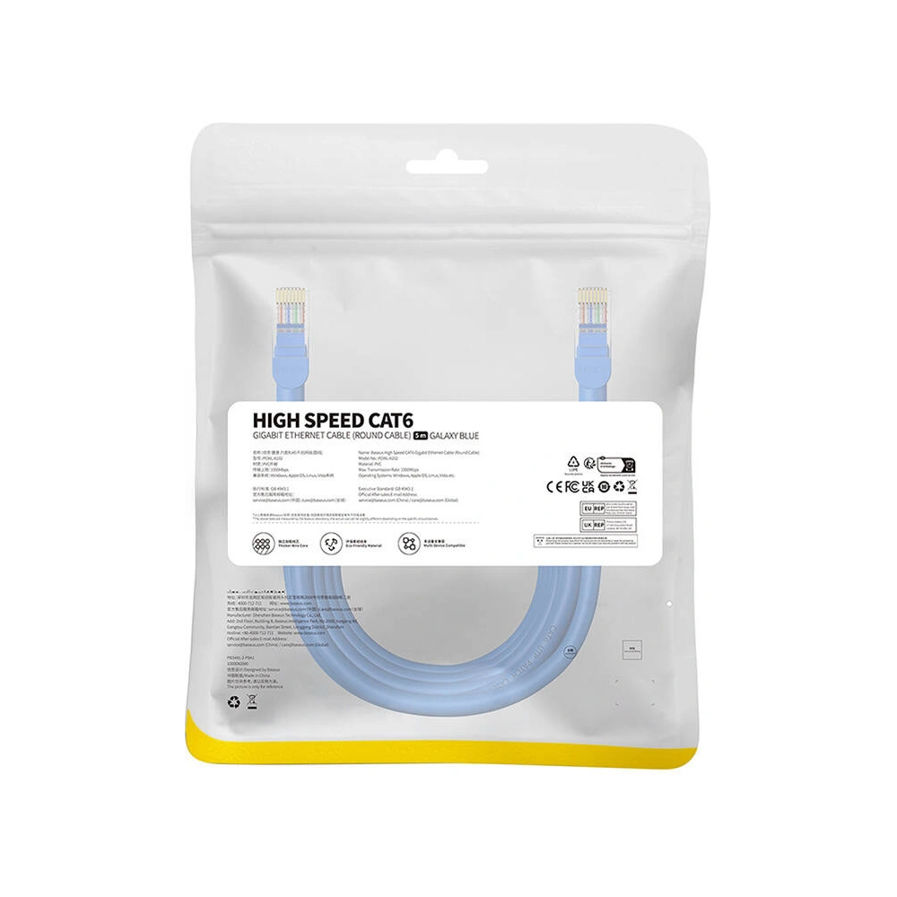 Hurtownia GSM - Cablul de rețea Baseus Ethernet RJ45 Cat.6 1000Mbps 5m (albastru) - BSU4715 - {ean13} - Hurt