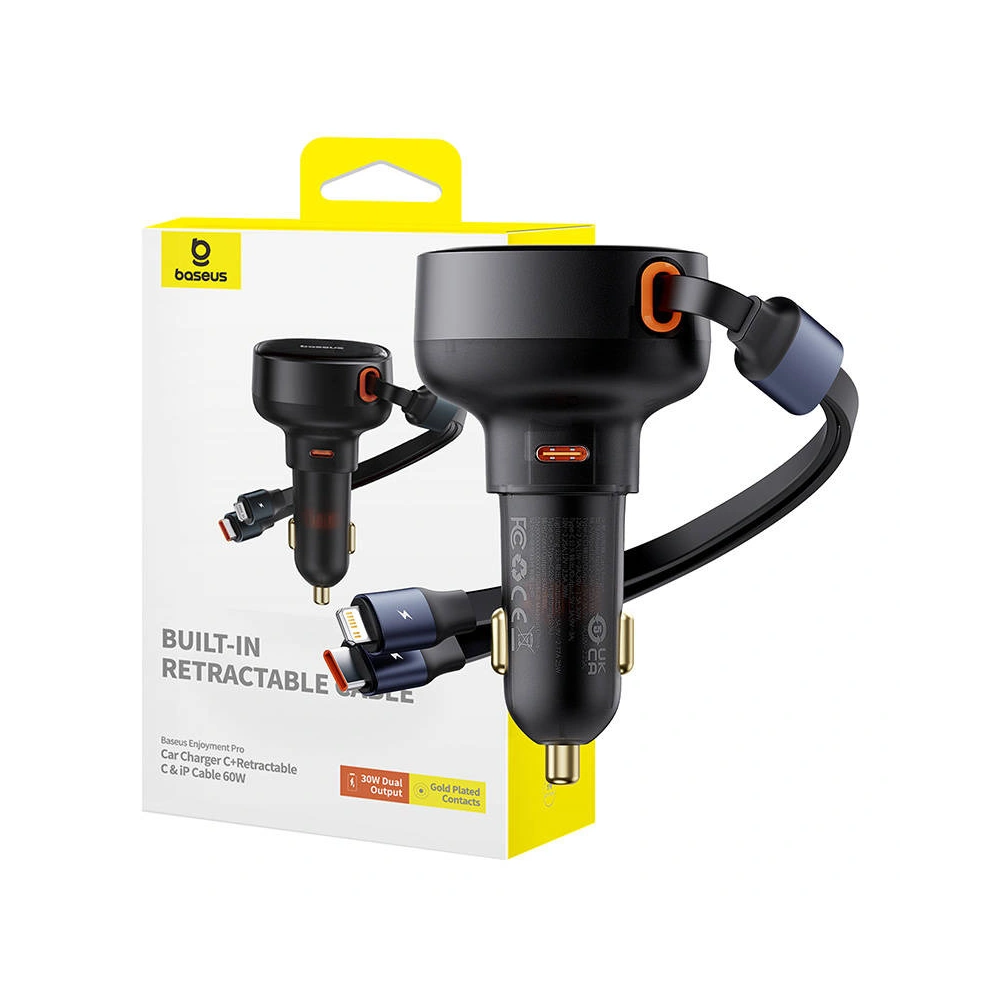 Hurtownia GSM - Autonabíječka Baseus Enjoyment USB-C s kabelem USB-C / Lightning 60 W (černá) - BSU4717 - {ean13} - Hurt