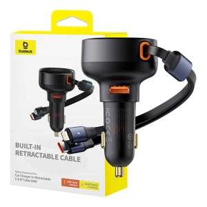 Hurtownia GSM - Autós töltő Baseus Enjoyment USB-A USB-C / Lightning kábellel 60 W (fekete) - BSU4718 - {ean13} - Hurt