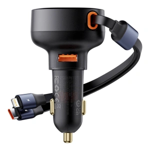 Hurtownia GSM - Autós töltő Baseus Enjoyment USB-A USB-C / Lightning kábellel 60 W (fekete) - BSU4718 - {ean13} - Hurt