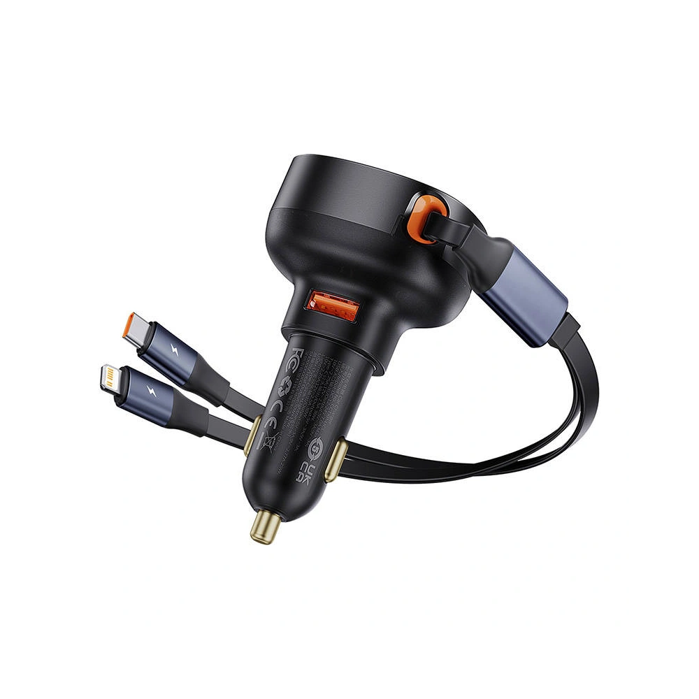 Hurtownia GSM - Autonabíječka Baseus Enjoyment USB-A s kabelem USB-C / Lightning 60 W (černá) - BSU4718 - {ean13} - Hurt