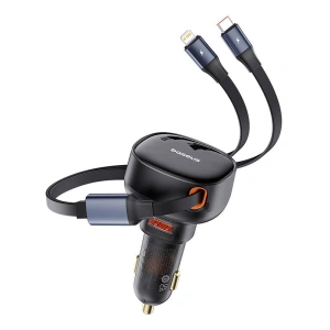 Hurtownia GSM - Autós töltő Baseus Enjoyment USB-A USB-C / Lightning kábellel 60 W (fekete) - BSU4718 - {ean13} - Hurt