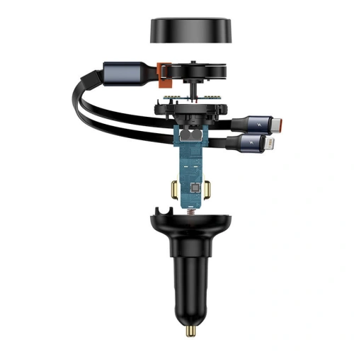 Ładowarka samochodowa Baseus Enjoyment USB-A z kablem USB-C / Lightning 60 W (czarna)