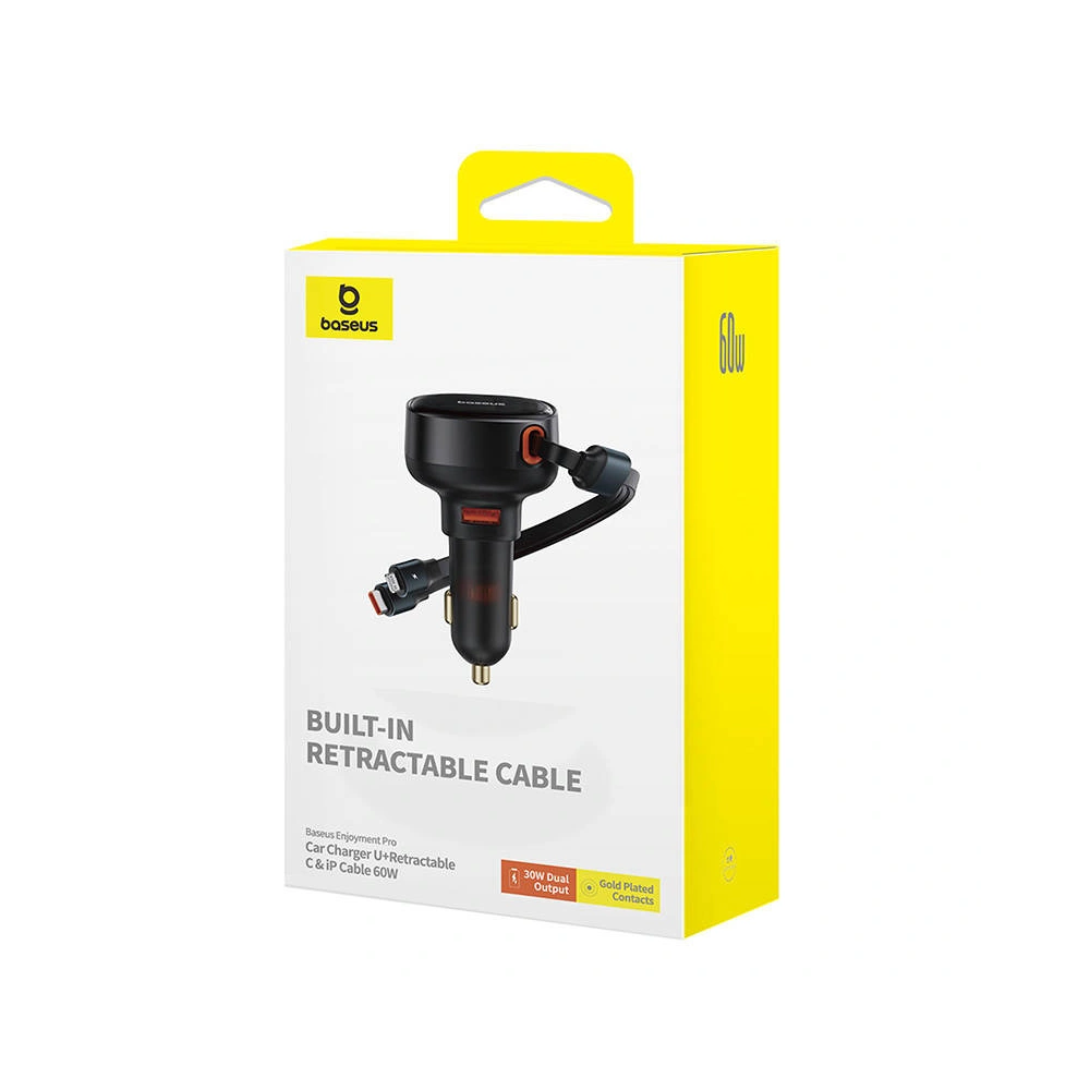 Hurtownia GSM - Încărcător auto Baseus Enjoyment USB-A cu cablu USB-C / Lightning 60 W (negru) - BSU4718 - {ean13} - Hurt