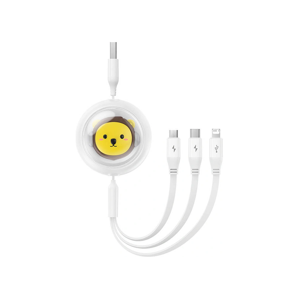 Hurtownia GSM - Cablu 3w1 Baseus USB-A / USB-C, USB-A, Lightning 3,5A 1.1m (alb) - BSU4719 - {ean13} - Hurt