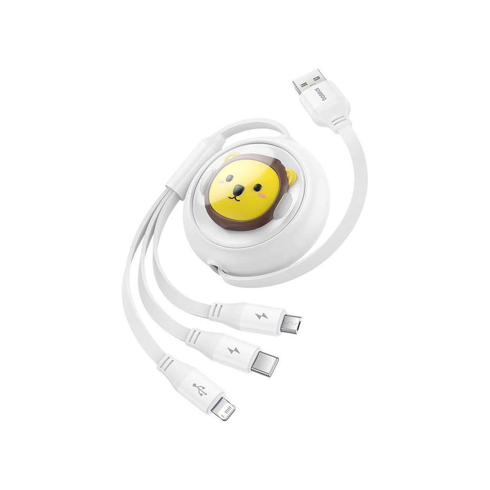 Hurtownia GSM - Cablu 3w1 Baseus USB-A / USB-C, USB-A, Lightning 3,5A 1.1m (alb) - BSU4719 - {ean13} - Hurt