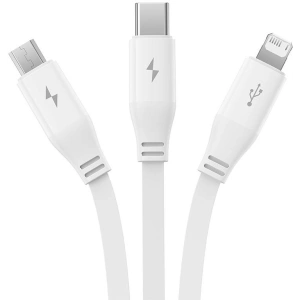 Hurtownia GSM - Kábel 3w1 Baseus USB-A / USB-C, USB-A, Lightning 3,5A 1.1m (fehér) - BSU4719 - {ean13} - Hurt