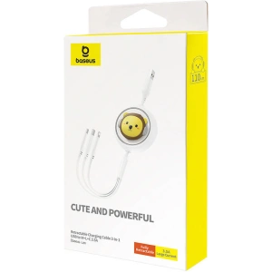 Hurtownia GSM - Kábel 3w1 Baseus USB-A / USB-C, USB-A, Lightning 3,5A 1.1m (fehér) - BSU4719 - {ean13} - Hurt