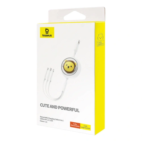 Kabel 3w1 Baseus USB-A / USB-C, USB-A, Lightning 3,5A 1.1m (biały)