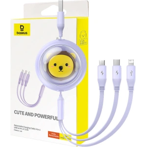 Hurtownia GSM - Kábel 3w1 Baseus USB-A / USB-C, USB-A, Lightning 3,5A 1.1m (lila) - BSU4720 - {ean13} - Hurt
