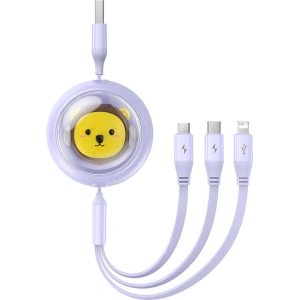 Hurtownia GSM - Kábel 3w1 Baseus USB-A / USB-C, USB-A, Lightning 3,5A 1.1m (lila) - BSU4720 - {ean13} - Hurt