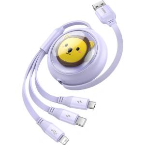Hurtownia GSM - Kábel 3w1 Baseus USB-A / USB-C, USB-A, Lightning 3,5A 1.1m (lila) - BSU4720 - {ean13} - Hurt