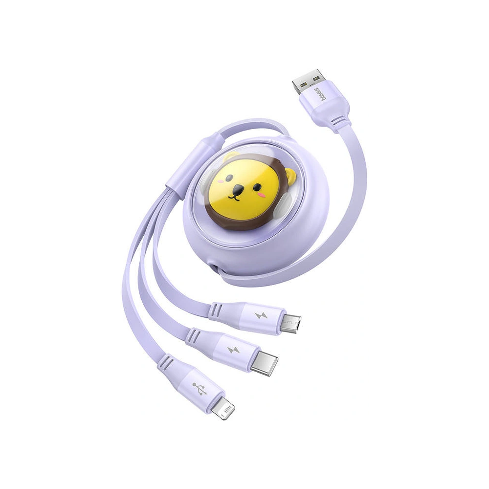 Hurtownia GSM - Kabel 3w1 Baseus USB-A / USB-C, USB-A, Lightning 3,5A 1.1m (violet) - BSU4720 - {ean13} - Hurt