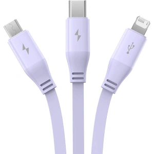 Hurtownia GSM - Kábel 3w1 Baseus USB-A / USB-C, USB-A, Lightning 3,5A 1.1m (lila) - BSU4720 - {ean13} - Hurt