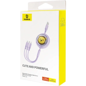 Hurtownia GSM - Kábel 3w1 Baseus USB-A / USB-C, USB-A, Lightning 3,5A 1.1m (lila) - BSU4720 - {ean13} - Hurt