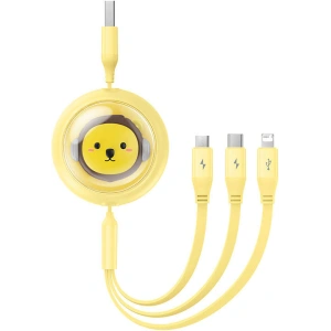 Hurtownia GSM - Kábel 3w1 Baseus USB-A / USB-C, USB-A, Lightning 3,5A 1.1m (sárga) - BSU4721 - {ean13} - Hurt