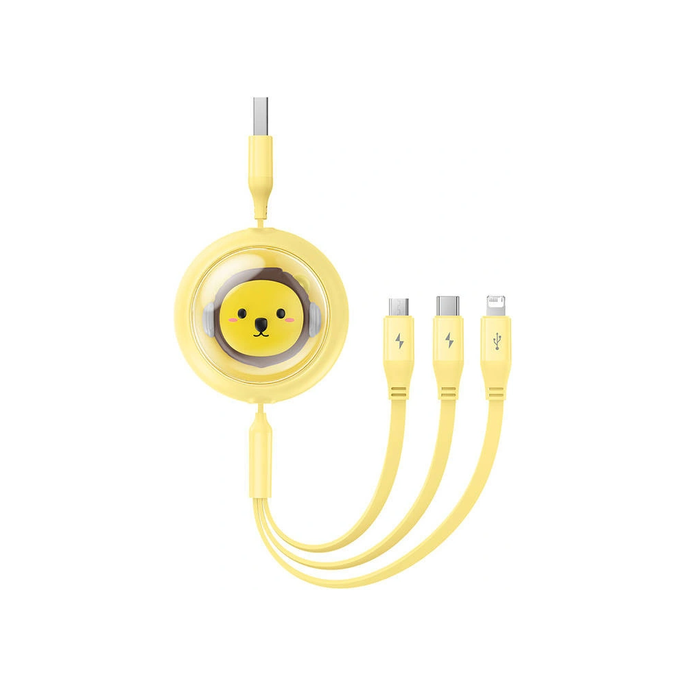 Hurtownia GSM - Kábel 3w1 Baseus USB-A / USB-C, USB-A, Lightning 3,5A 1.1m (sárga) - BSU4721 - {ean13} - Hurt