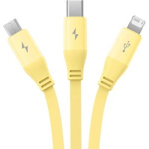 Hurtownia GSM - Kábel 3w1 Baseus USB-A / USB-C, USB-A, Lightning 3,5A 1.1m (sárga) - BSU4721 - {ean13} - Hurt