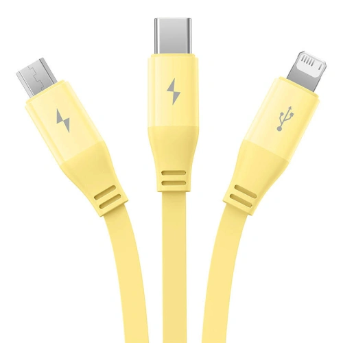 Kabel 3w1 Baseus USB-A / USB-C, USB-A, Lightning 3,5A 1.1m (żółty)