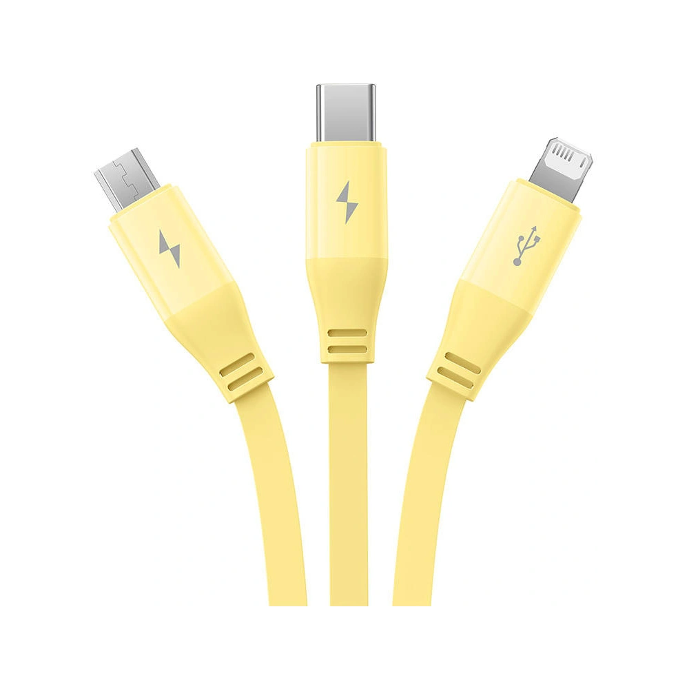Hurtownia GSM - Kábel 3w1 Baseus USB-A / USB-C, USB-A, Lightning 3,5A 1.1m (sárga) - BSU4721 - {ean13} - Hurt