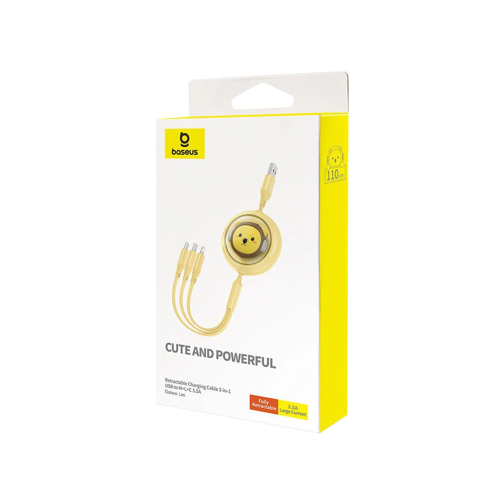 Hurtownia GSM - Kábel 3w1 Baseus USB-A / USB-C, USB-A, Lightning 3,5A 1.1m (sárga) - BSU4721 - {ean13} - Hurt