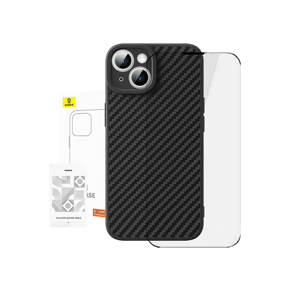 Case Baseus synthetische Faser + gehärtetes Glas Apple iPhone 15