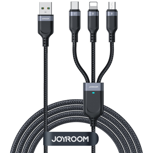 Joyroom Distributor - 6956116758592 - JYR787 - Joyroom Multi-Use Series 3-in-1 Cable S-1T3018A18 USB-A / Lightning, USB-C, micro USB 30cm black - B2B homescreen