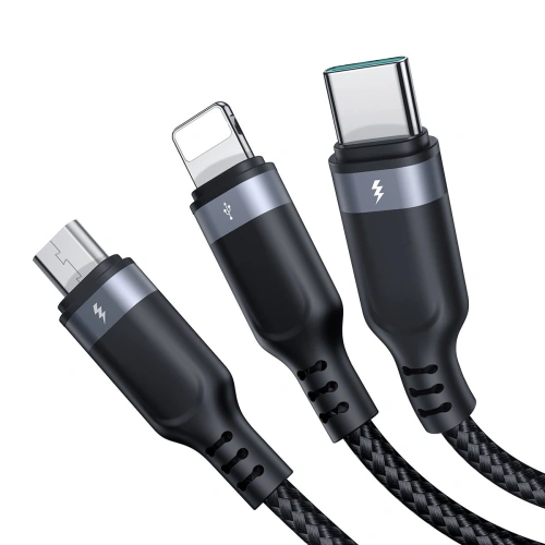 Kabel 3w1 Joyroom Multi-Use Series S-1T3018A18 USB-A / Lightning, USB-C, micro USB 30cm czarny