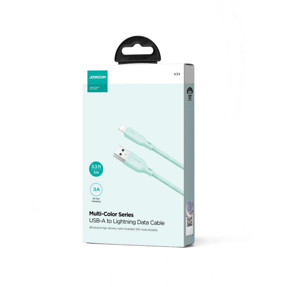 Hurtownia GSM - Cablul Joyroom Multi-Color Series SA34-AL3 USB-A / Lightning 3A 1m verde - JYR789 - {ean13} - Hurt