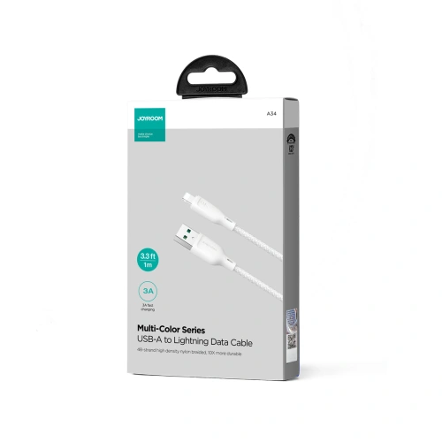 Kabel Joyroom Multi-Color Series SA34-AL3 USB-A / Lightning 3A 1m biały